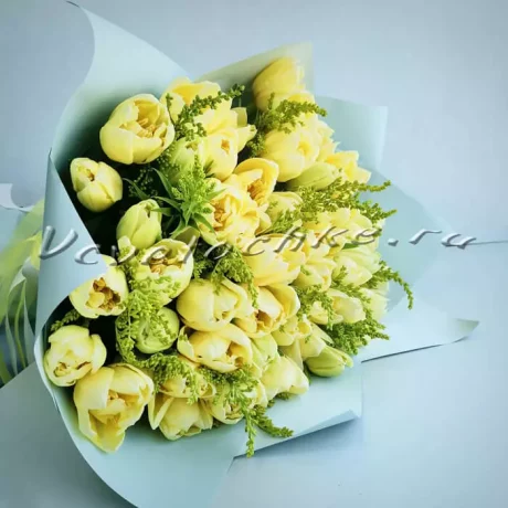 Букет "51 пионовидный желтый тюльпан", Доставка цветов Тольятти, цветы Тольятти, Vcvetochke