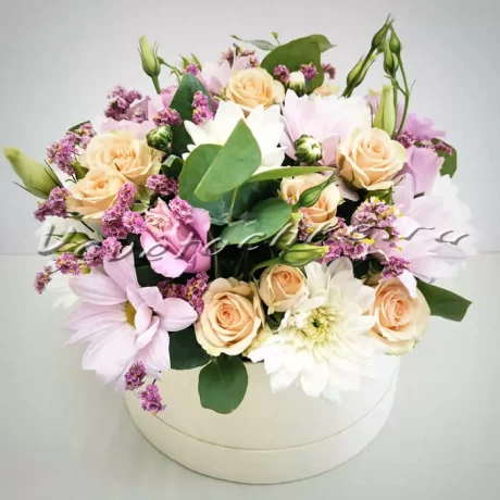Шляпная коробка "Агафия", Доставка цветов Тольятти, цветы Тольятти, Vcvetochke