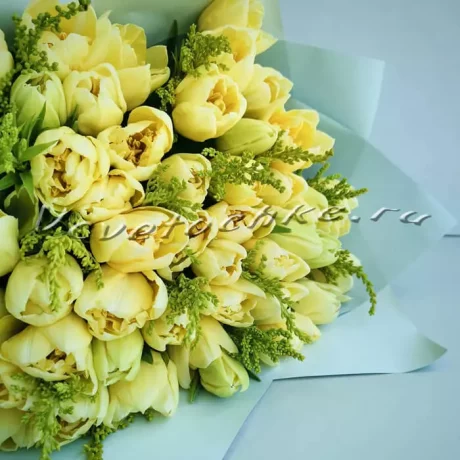 Букет "51 пионовидный желтый тюльпан", Доставка цветов Тольятти, цветы Тольятти, Vcvetochke