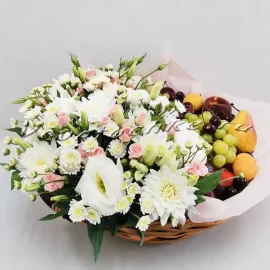 Композиция из цветов и фруктов "Персис", Доставка цветов Тольятти, цветы Тольятти, Vcvetochke